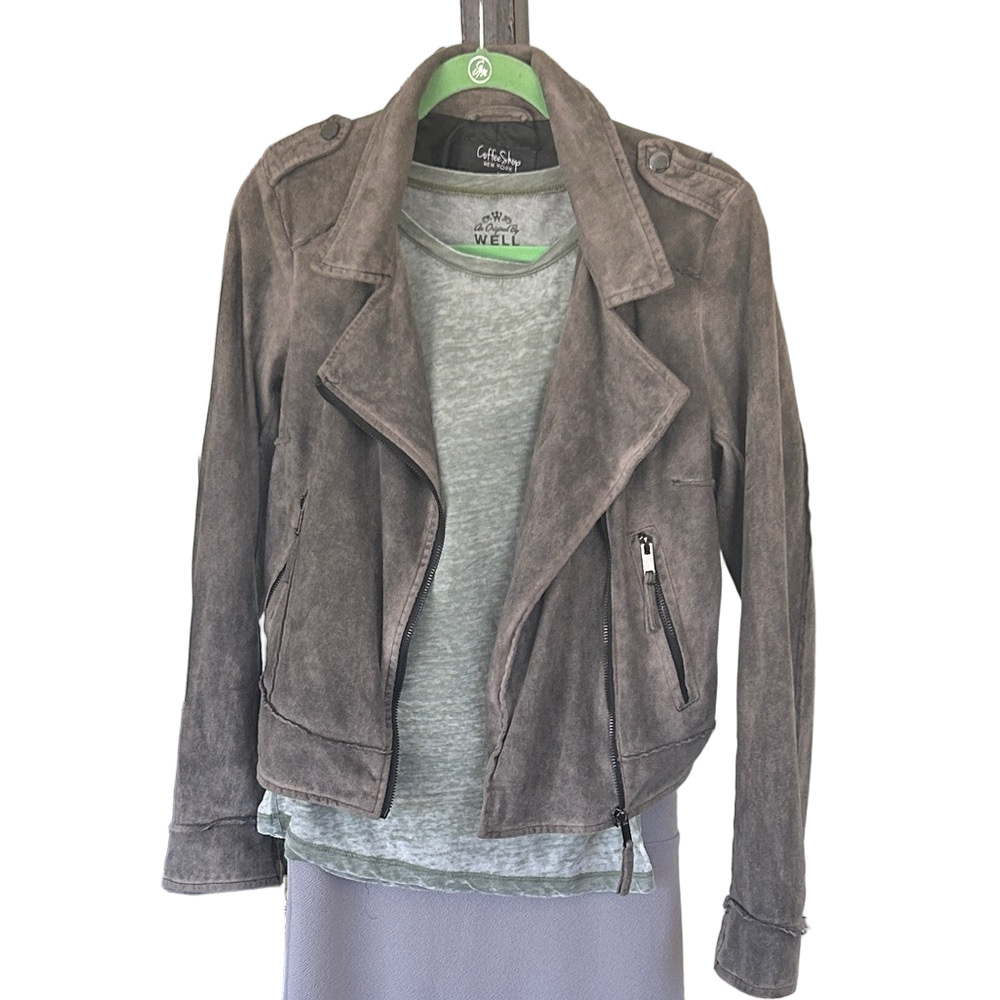Suede Leather Like Moto Jacket Size Medium by Coffee Shop Brand